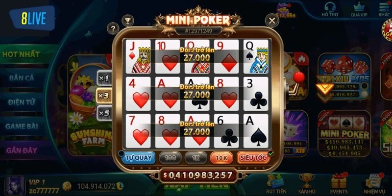 Mẹo chơi mini poker 